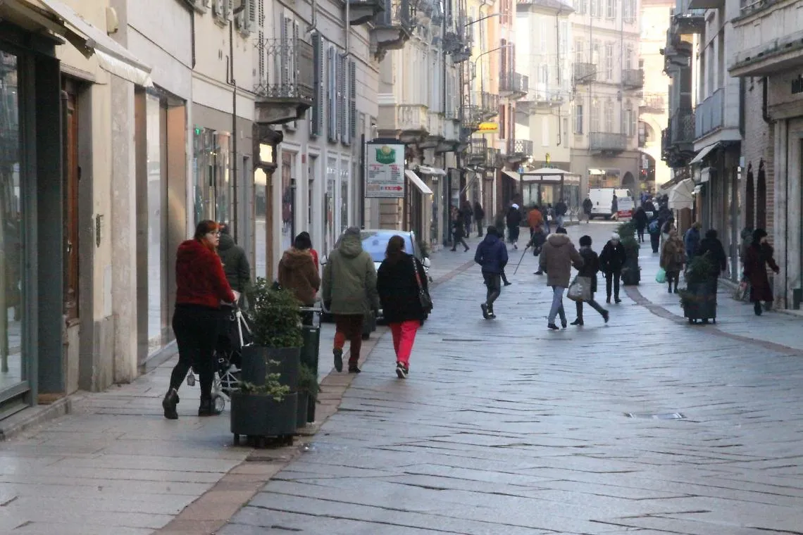 Gente in corso Alfieri in inverno