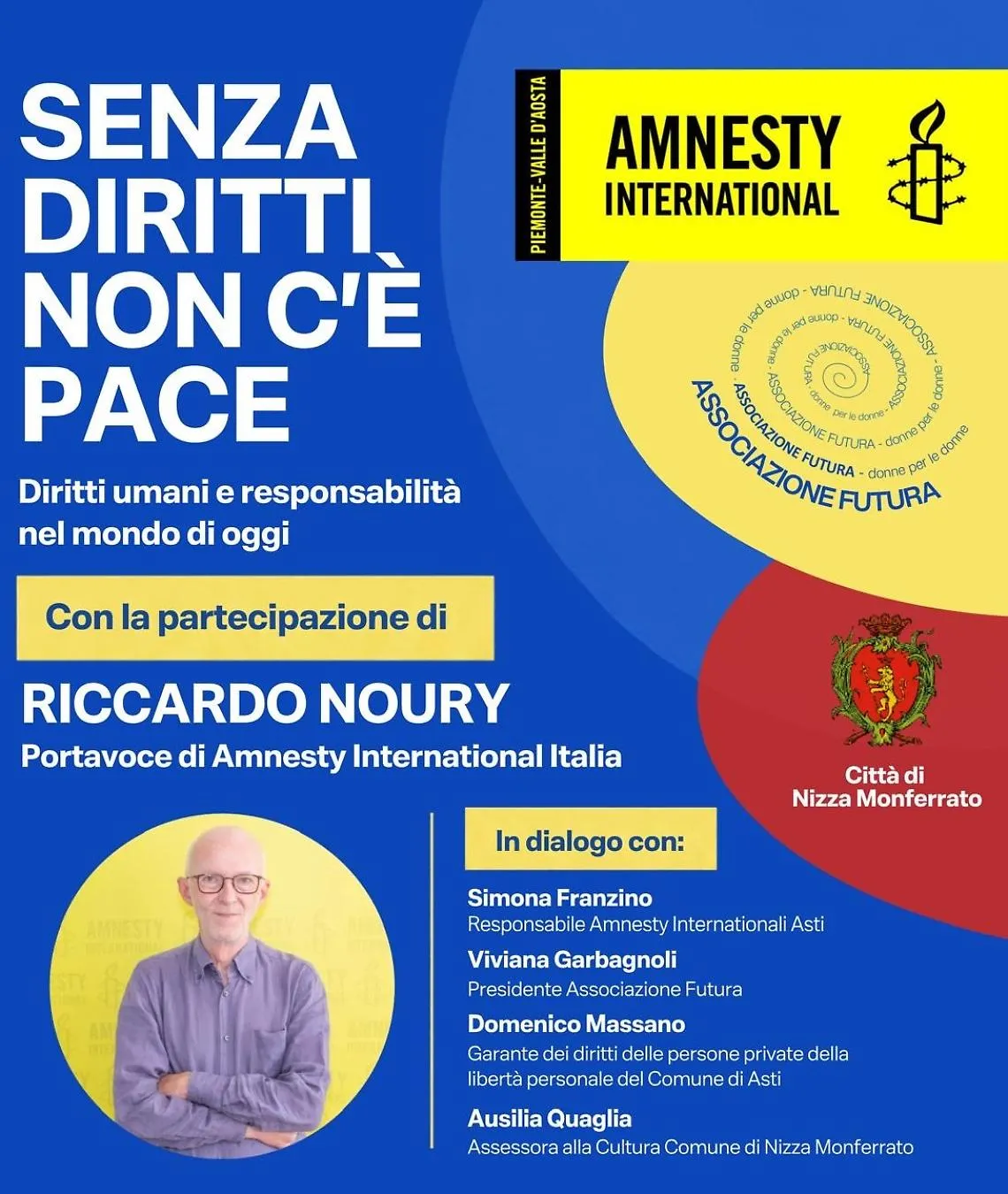 Diritti umani nel mondo che cambia: il tour di Amnesty International parte da Nizza Monferrato