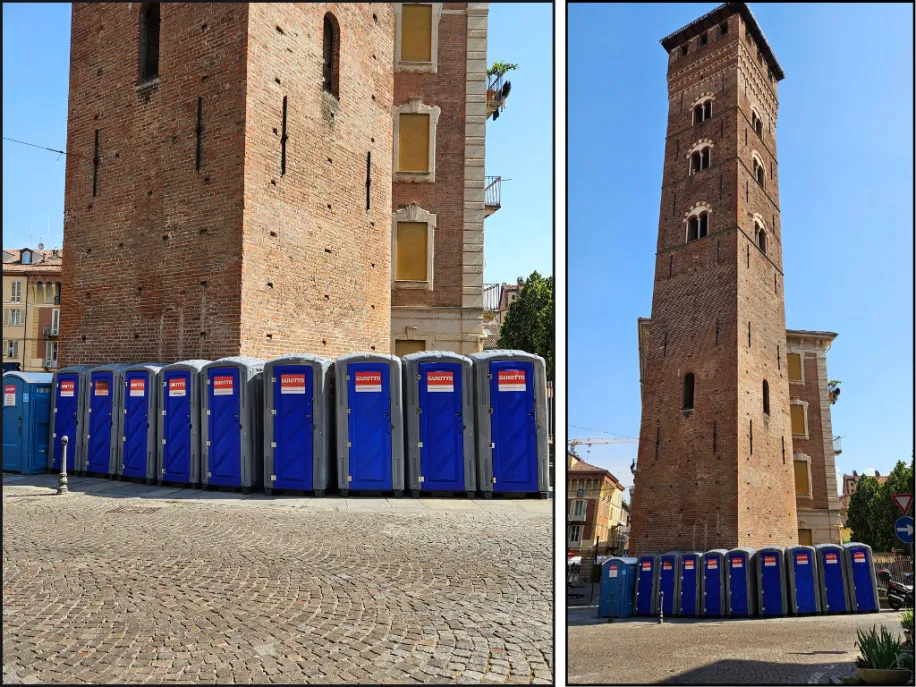 Bagni chimici sotto la torre Troyana