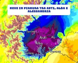 Tra stanotte e marted&igrave; mattina possibile nevicate sull'Astigiano